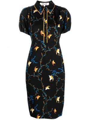 Midi obleka s potiskom Dvf Diane Von Furstenberg črna