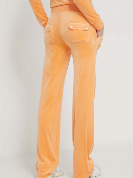 Pantaloni sport din velur Juicy Couture portocaliu