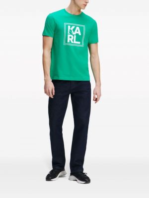 Bavlněné tričko s potiskem Karl Lagerfeld zelené