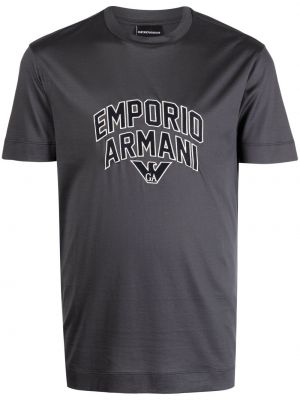 Lyocellové tričko s krátkymi rukávmi s okrúhlym výstrihom Emporio Armani - sivá