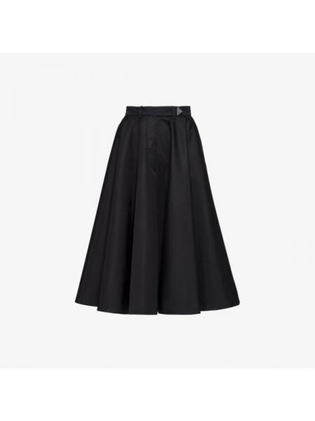 Плиссированная нейлоновая юбка с высокой талией Prada черная
