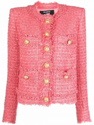 Tweed lang jakke Balmain rosa