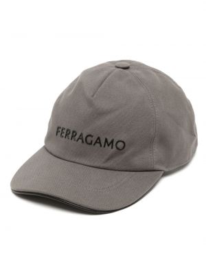 Usnjena kapa s šiltom Ferragamo siva