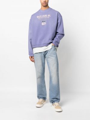 Siuvinėtas džemperis su nubrozdinimais Guess Usa violetinė