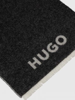 Vuneni šal s printom Hugo crna