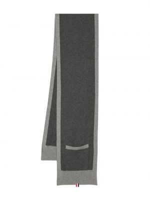 Vlnený šál s vreckami Thom Browne sivá