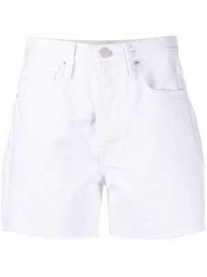 Shorts en jean taille haute large Frame blanc