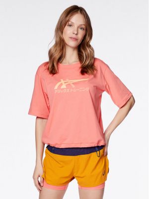 Relaxed fit marškinėliai su tigro raštu Asics rožinė