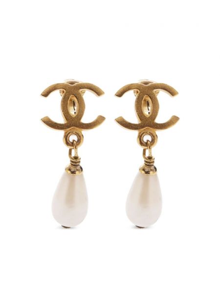 Náušnice s perlami Chanel Pre-owned zlatá