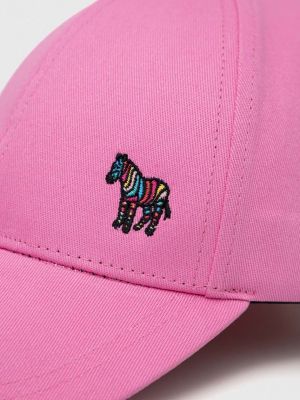 Однотонна бавовняна шапка Paul Smith рожева