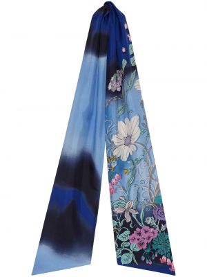 Echarpe en soie à fleurs Ferragamo bleu