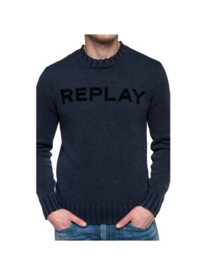 Sweatshirt mit rundhalsausschnitt aus baumwoll Replay blau