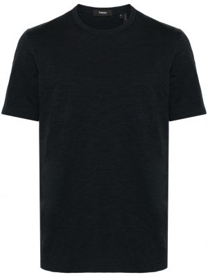 T-shirt en coton à motif mélangé Theory bleu