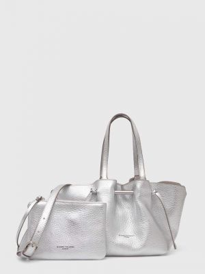 Серебряная кожаная сумка шоппер Gianni Chiarini