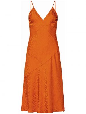 Жакардова коктейлна рокля с принт с леопардов принт Equipment оранжево