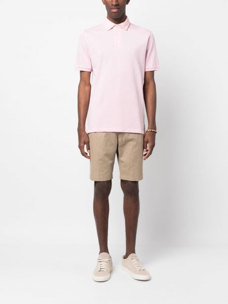 Kokvilnas polo krekls džersija Fedeli rozā