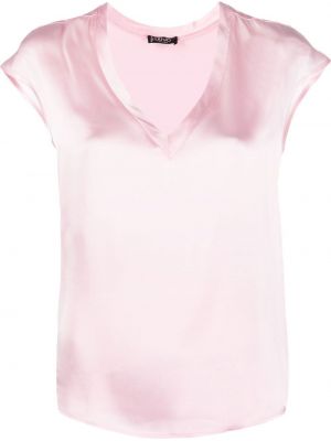 Bluză din satin cu decolteu în v Liu Jo roz