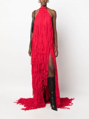 Sukienka długa z frędzli Blumarine czerwona