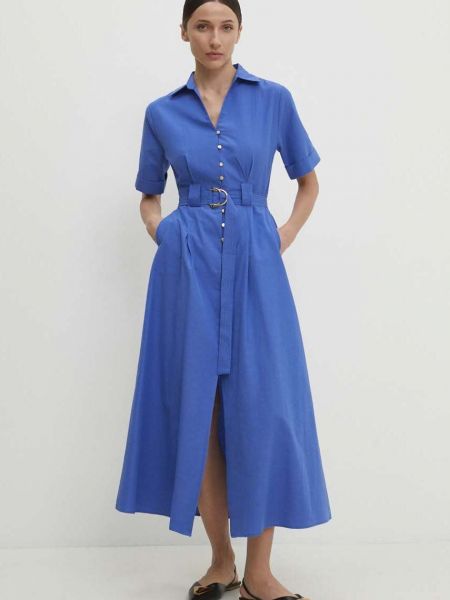 Sukienka midi bawełniana Answear Lab niebieska