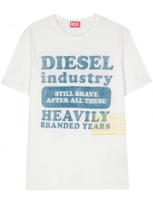 Majica s potiskom Diesel bela