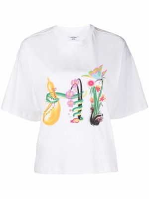 T-shirt med mönster i blommigt Opening Ceremony vit