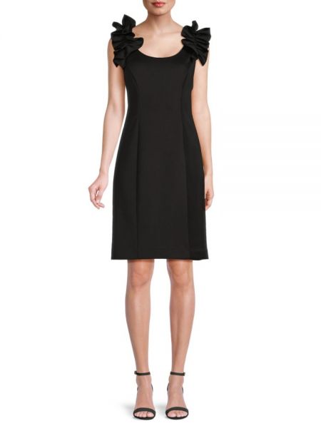 Черное платье мини с рюшами Donna Ricco