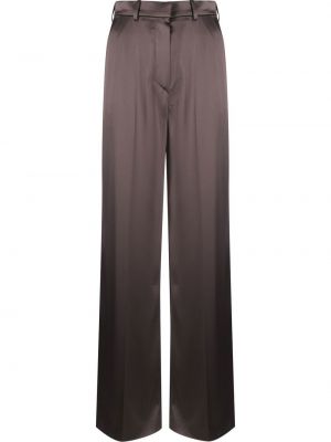 Volné kalhoty s páskem z polyesteru s kapsami Nanushka - hnědá