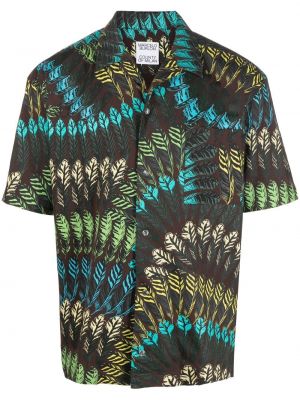 Chemise à plumes avec manches courtes Marcelo Burlon County Of Milan marron