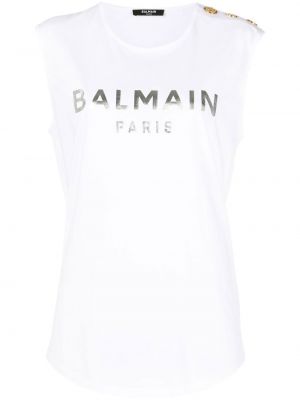 Tričko bez rukávů Balmain bílé