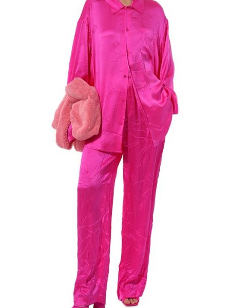 Шелковые брюки Balenciaga розовые