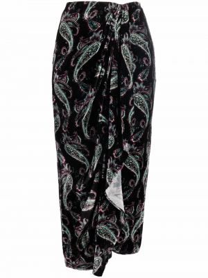 Φούστα με σχέδιο paisley ντραπέ Isabel Marant μαύρο