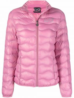 Дутая куртка с принтом на шпильке Ea7 Emporio Armani, розовый