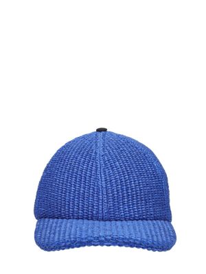 Плетена памучна шапка с козирки Marni синьо