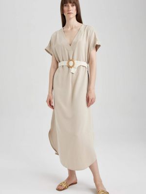 Плетеное платье миди с v-образным вырезом с коротким рукавом Defacto