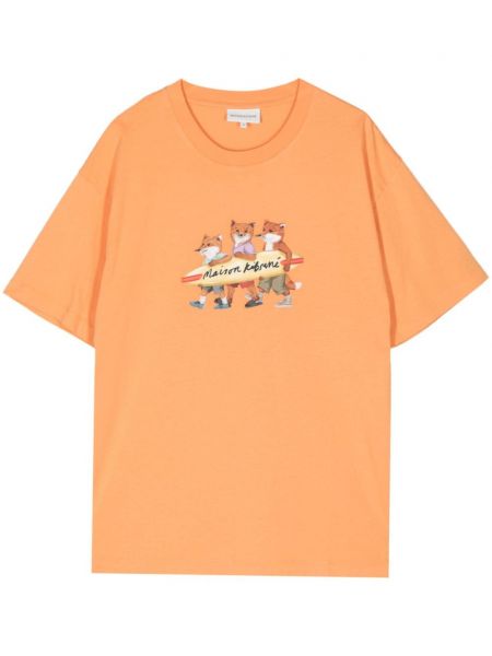 Bombažna majica Maison Kitsuné oranžna