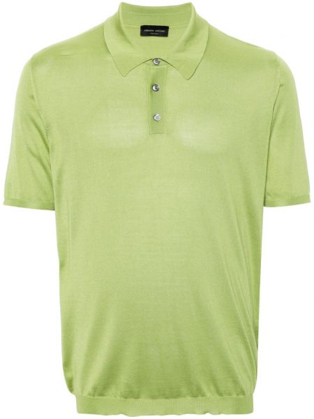 Плетена копринена поло тениска Roberto Collina зелено