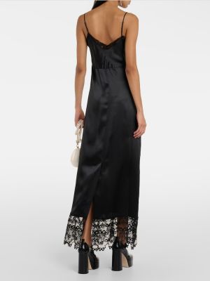 Hedvábné saténové midi šaty s mašlí Simone Rocha černé