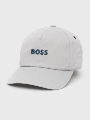Памучна шапка с апликация Boss Orange сиво
