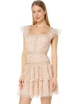 Платье с вышивкой с рюшами Bcbgmaxazria розовое