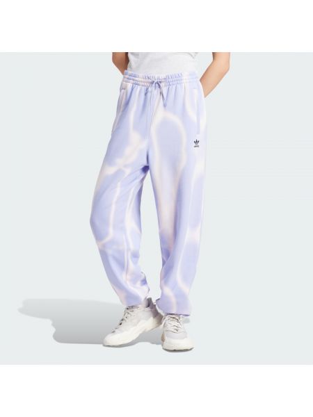 Spodnie sportowe z nadrukiem Adidas fioletowe