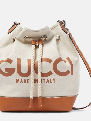 Δερμάτινη τσάντα ώμου Gucci μπεζ