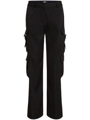 Saténové cargo kalhoty Karl Lagerfeld černé