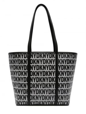 Leder shopper handtasche mit print Dkny schwarz