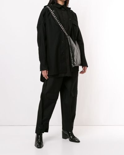 Abrigo con capucha oversized Y's negro
