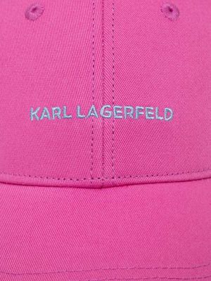 Czapka z daszkiem bawełniana Karl Lagerfeld różowa