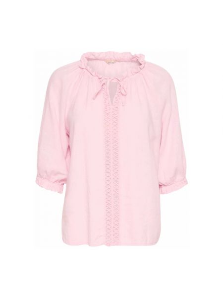Spitzen bluse mit spitzer schuhkappe Cream pink