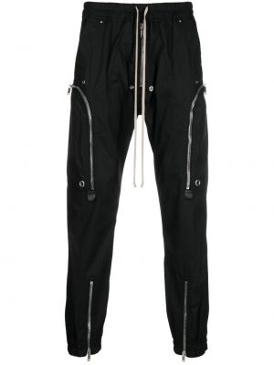 Памучни панталон с цип с джобове Rick Owens черно