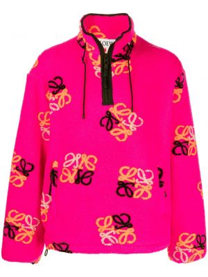 Fleece genser med print Loewe rosa