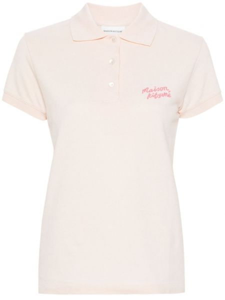 Памучна поло тениска Maison Kitsuné розово