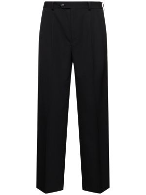 Pantalon droit en laine plissé Auralee noir